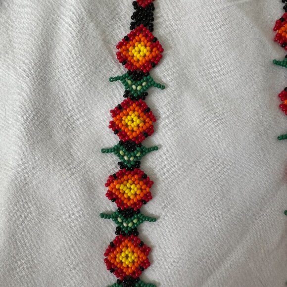 Mexican Handmade Seed bead Necklace Multi-flower Unique Gift Display - Picture 2 of 3